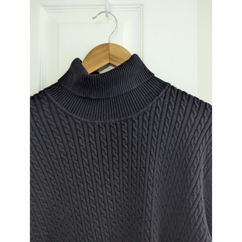 Vtg‎ Anne Klein Black Cable Sweater Women's XXL Stretch Turtleneck Minimalist - Picture 4 of 8
